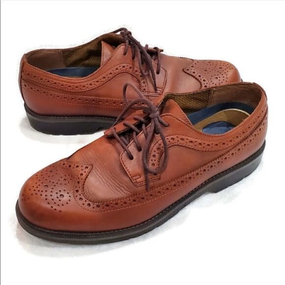 Dockers Mens Oxfords Brown Leather Wingtip Lace Up Shoes Size 10.5 M - Picture 1 of 13